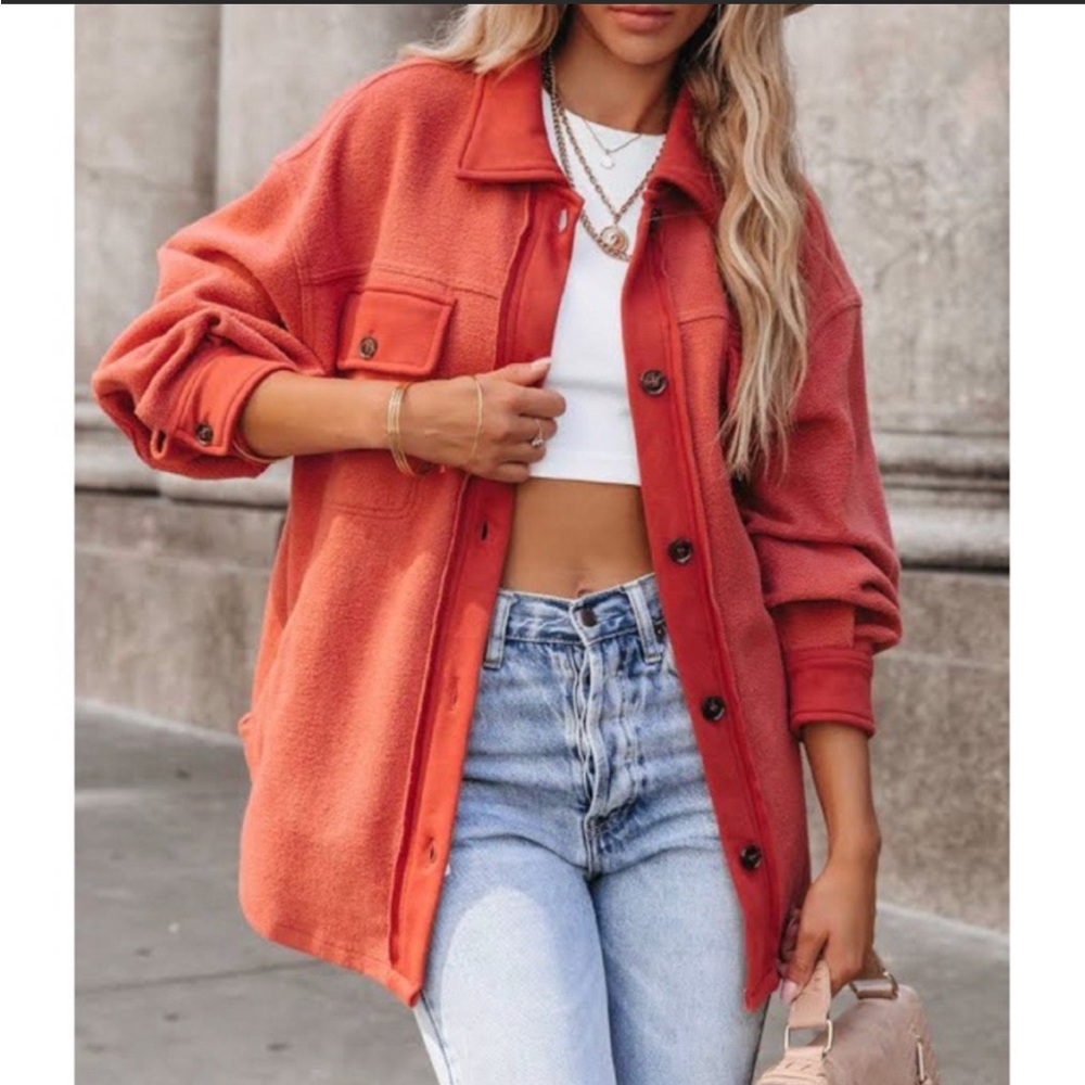 Burnt Orange Cozy Shacket